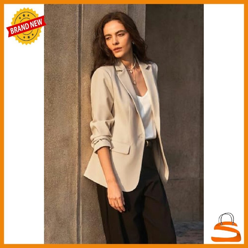 Womens Slim Fit Blazer Open Front Work Office Casual Jacket - Picture 5 of 8